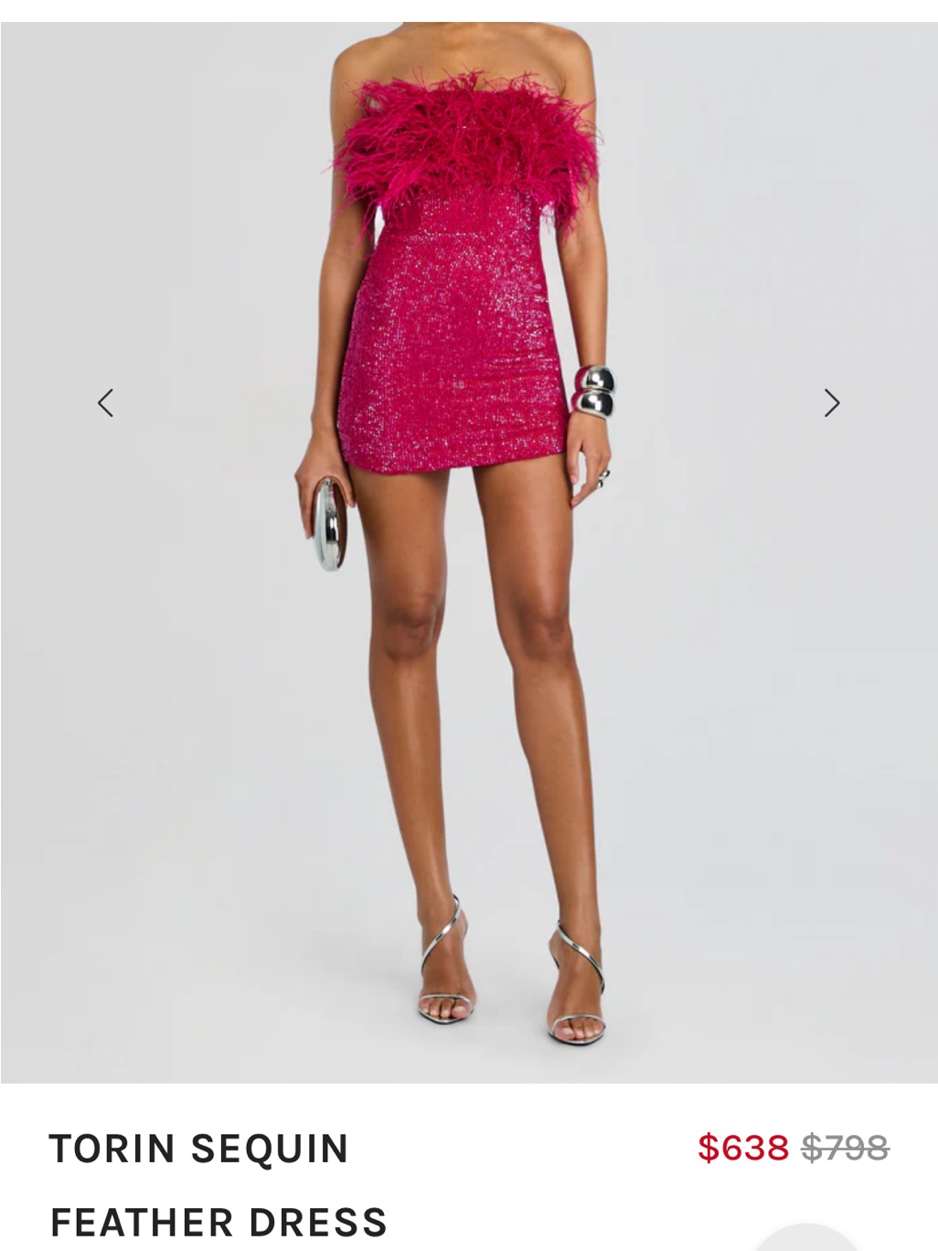 Retrofete Torin Strapless Sequin Feather Mini Dress In Fuchsia